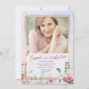 Invitation Pastel Floral Photo Anniversaire
