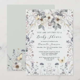 Invitation Pastel Flower Lavender Bébé Fille