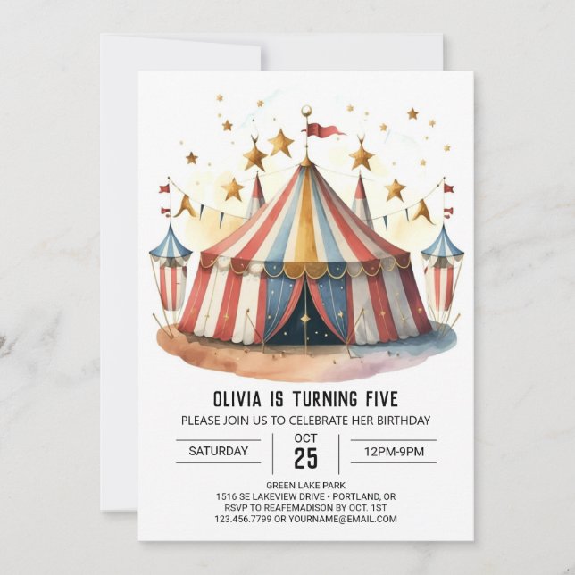Invitation Pastel Fun Festival Circus Anniversaire (Devant)