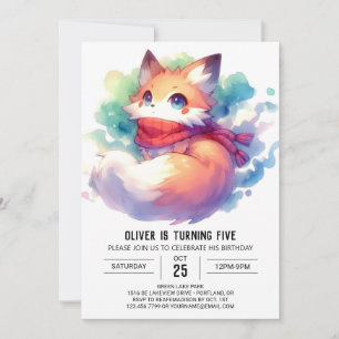 Invitation Pastel Fun Fox Anniversaire