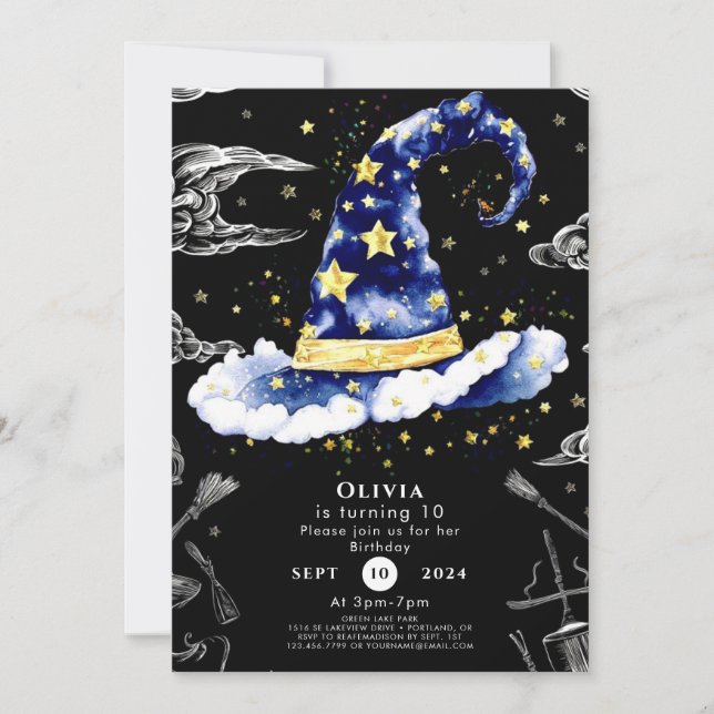 Invitation Pastel Fun Whimsical Wizard Anniversaire (Devant)