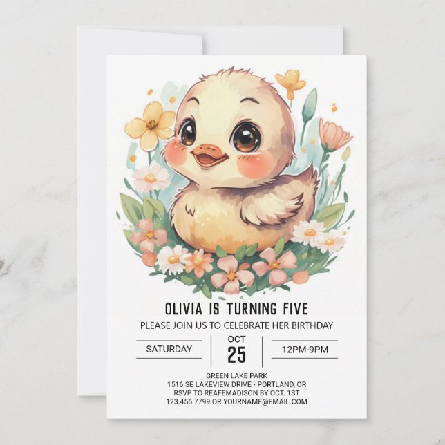 Invitation Pastel Girl Canard Anniversaire (Devant)