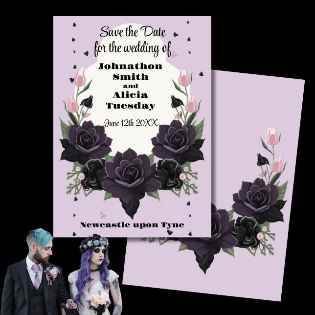 Invitation Pastel Goth Mariage gothique pourpre (Créateur téléchargé)