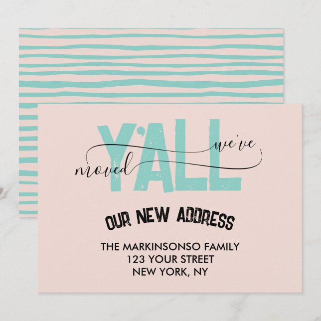 Invitation Pastel Green We Moved Y'all Moving Announcement (Devant / Derrière)