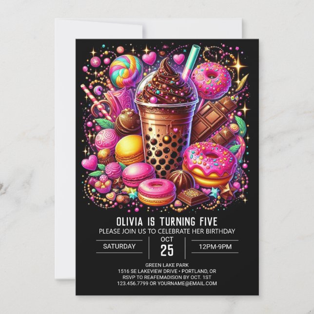 Invitation Pastel Imaginaire Candyland Digital Anniversaire (Devant)