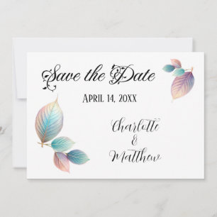 Invitation Pastel Iridescente Feuille Mariage Dreamy Pastels
