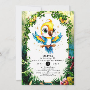 Invitation Pastel Jungle Parrot Anniversaire