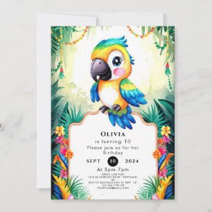 Invitation Pastel Kids Parrot Anniversaire
