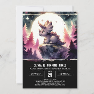 Invitation Pastel Kids Triceratops Anniversaire