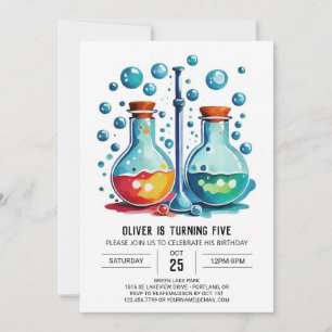 Invitation Pastel Laboratoire Potion Scientifique Anniversair