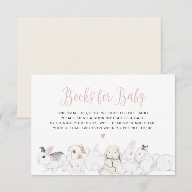Invitation Pastel Little Bunny Livres lapins pour Baby Card (Devant / Derrière)