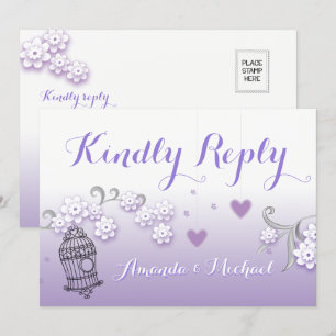 Invitation Pastel lovebirds mariage personnalisé Kindly Répon