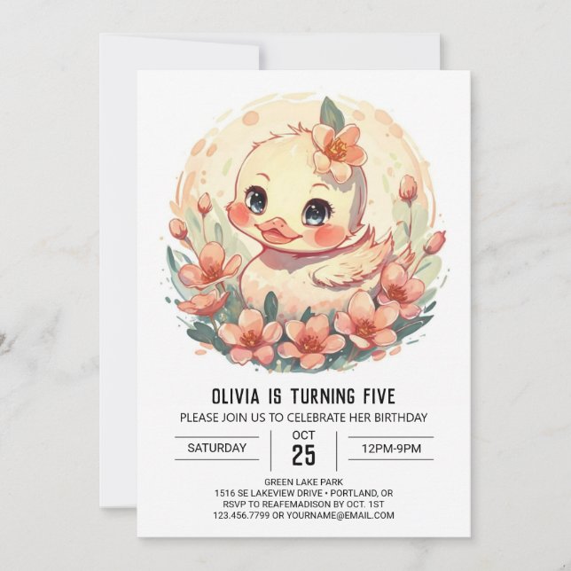 Invitation Pastel Magic Canard Anniversaire (Devant)