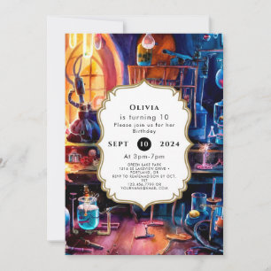 Invitation Pastel Magic Scientist Enfants Anniversaire