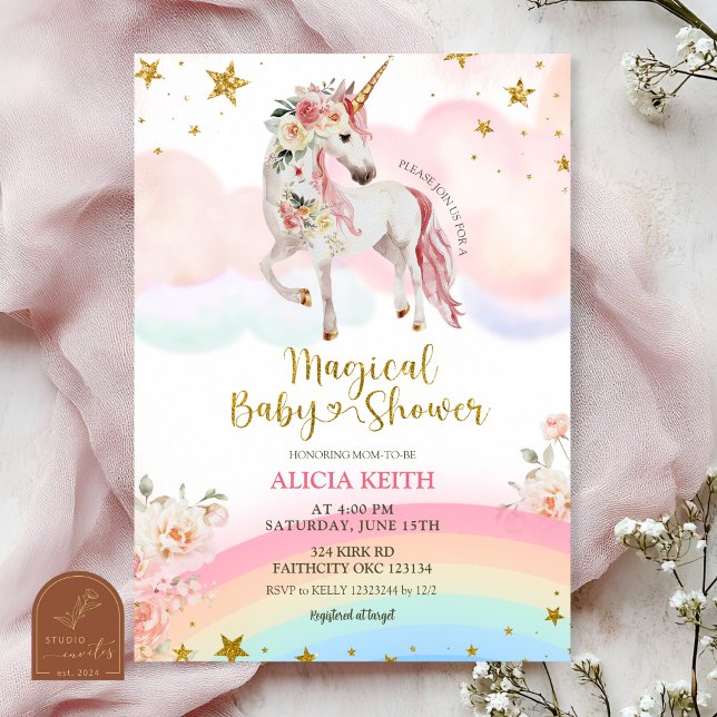 Invitation Pastel Magical Unicorn Baby Shower (Créateur téléchargé)