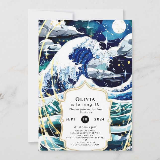 Invitation Pastel Magique Amusement Ocean Waves Anniversaire (Devant)