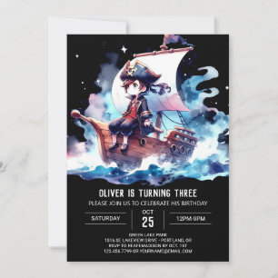 Invitation Pastel Magique Pirate Anniversaire