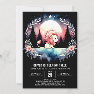 Invitation Pastel Majestic Lion Anniversaire