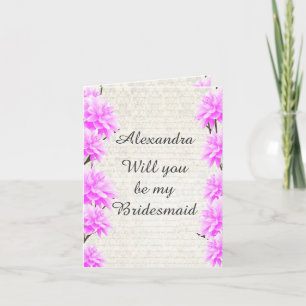 Invitation Pastel mauve floral serez-vous ma servante d'accue
