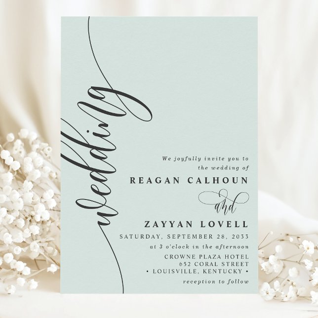 Invitation Pastel Mint Élégant Calligraphie Script Mariage (Créateur téléchargé)