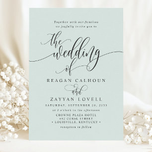 Invitation Pastel Mint Simple Mariage de script moderne