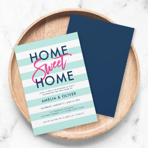 Invitation Pastel Mint & White Blue House Party