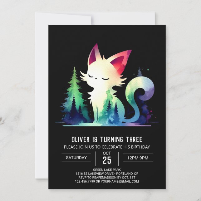 Invitation Pastel Modern Chat Anniversaire (Devant)