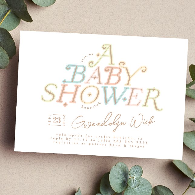 Invitation Pastel Modern Sweet et Baby shower élégant (Créateur téléchargé)