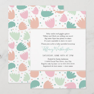 Invitation Pastel Moderne Floral fille petite aspersion