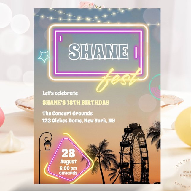 Invitation Pastel Music Festival Concert Boho Anniversaire (carnival birthday, music festival, music carnival, festival welcome, pastel festival, pastel music f)