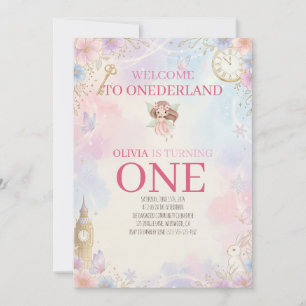 Invitation Pastel Onederland Conte de Fées Première Anniversa