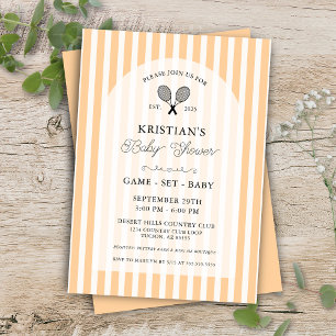 Invitation Pastel Orange Tennis Country Club Baby shower
