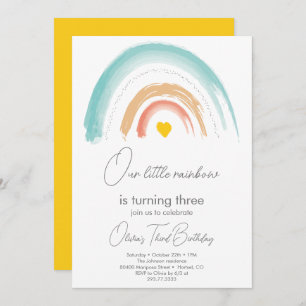 Invitation Pastel Our Little Rainbow Anniversaire Party