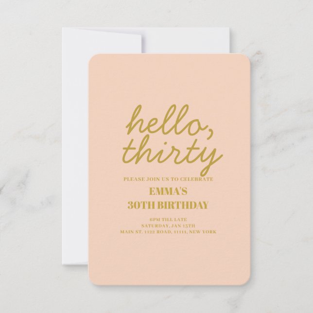 Invitation Pastel Peachy Bonjour Trente Anniversaire invitati (Devant)