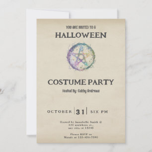 Invitation Pastel Pentagram Halloween Vintage