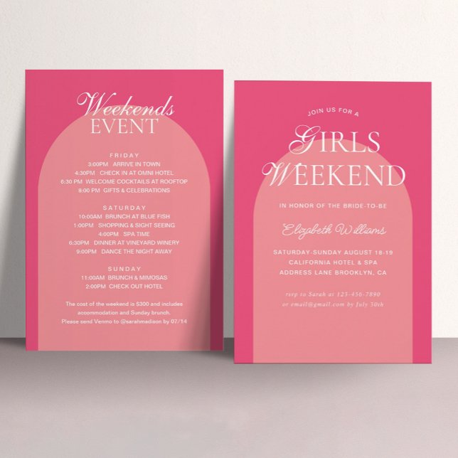 Invitation Pastel Pink Arch Girls Weekend Bachelorette Party (Créateur téléchargé)