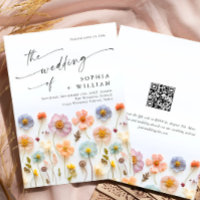 Pastel Pink Boho Fleur sauvage code QR Mariage