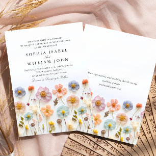 Invitation Pastel Pink Boho Fleur sauvage Floral Mariage