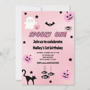 Invitation Pastel Pink Éffrayant 1er anniversaire