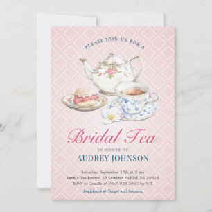 Invitation Pastel Pink Elegant Fête des mariées Classé High T