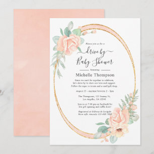 Invitation Pastel Pink Floral Drive Par Douche