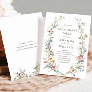 Invitation Pastel Pink Floral Fleurs sauvages