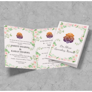 Invitation Pastel Pink Floral Mariage indien
