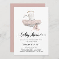 Pastel Pink Minimal Ballerina Ballet Baby shower