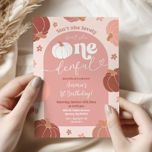 Invitation Pastel Pink Retro Citrouille Premier anniversaire