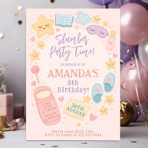 Invitation Pastel Pink Sleepover thème d'anniversaire