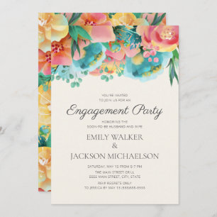 Invitation Pastel Pink Turquoise Jaune Fiançale Florale