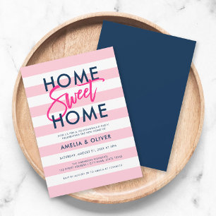 Invitation Pastel Pink & White Blue House Party
