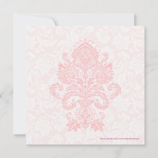 Invitation Pastel Pink & White Floral Mariage damassé Invitat (Devant)