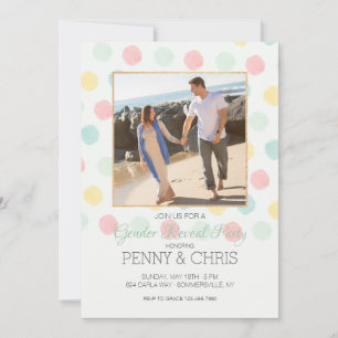Invitation Pastel Pois Frame Gender Revevevela Party